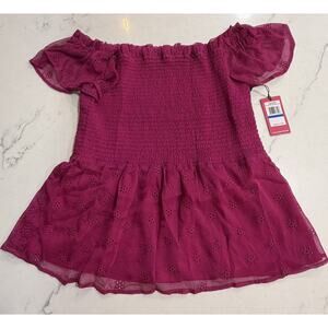 Vince Camuto Smoked Top Womens Eyelet Lace Off The Shoulder Blouse Size XL Hot